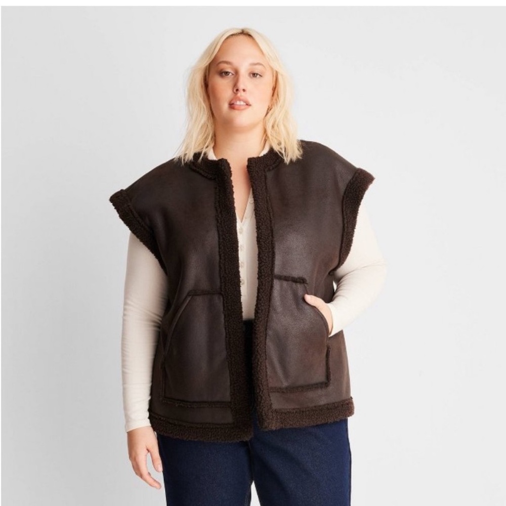 NWT Reese Blutstein Future Collective Faux Shearling Vest, L